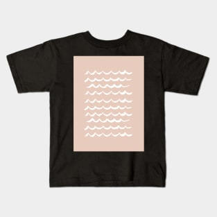 Blush Pink Wave Pattern Kids T-Shirt